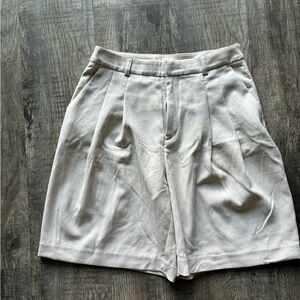 Maeve Light Tan Flat Front Shorts